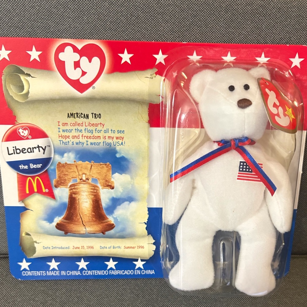 McDonald’s TY American Trio Liberty the Bear (1996) Beanie Baby RARE ERRORS